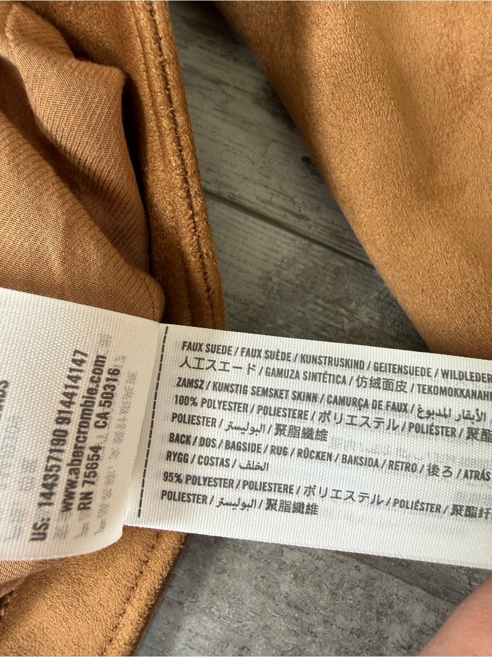 NWT Abercrombie & Fitch Faux Suede Moto Jacket Camel Vegan Leather Size Small - Picture 12 of 14